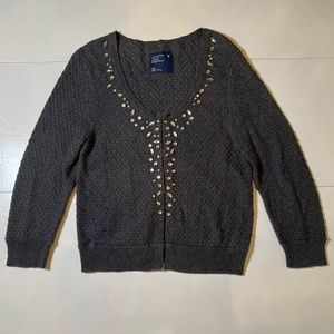 American Eagle Outfitters Jewel Embellished Gray Sweater size Large